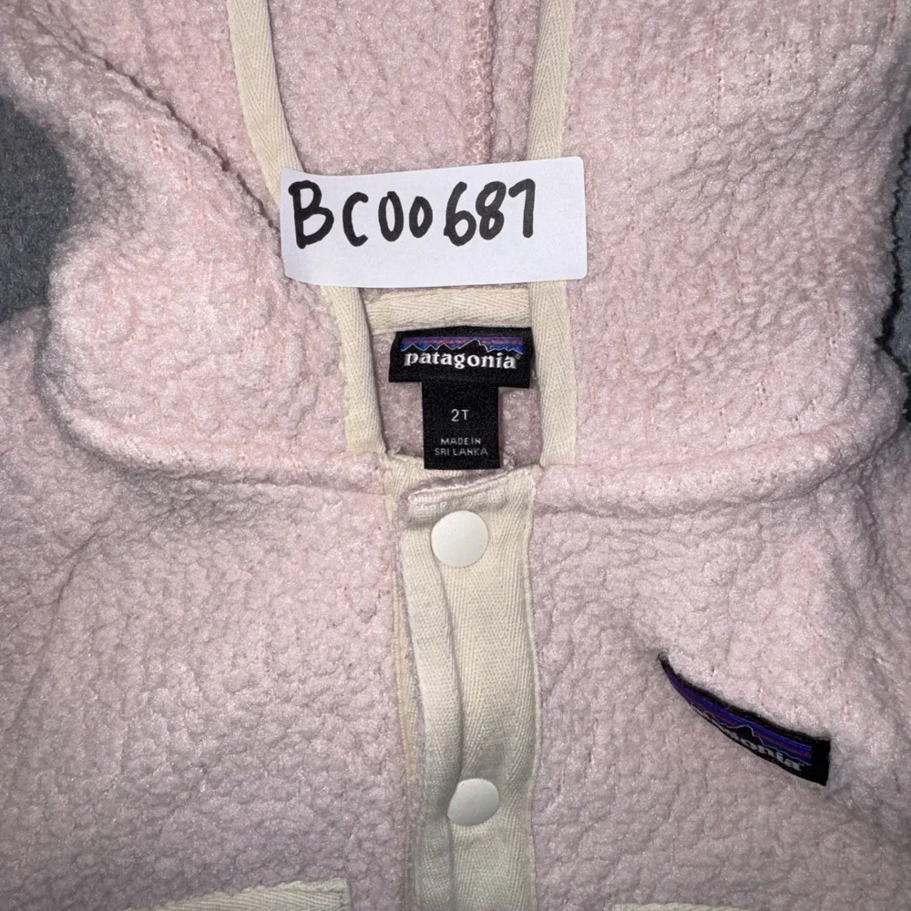 Patagonia Baby Retro Pile Fleece Jacket 2T Pink Hooded Snap Button Up
